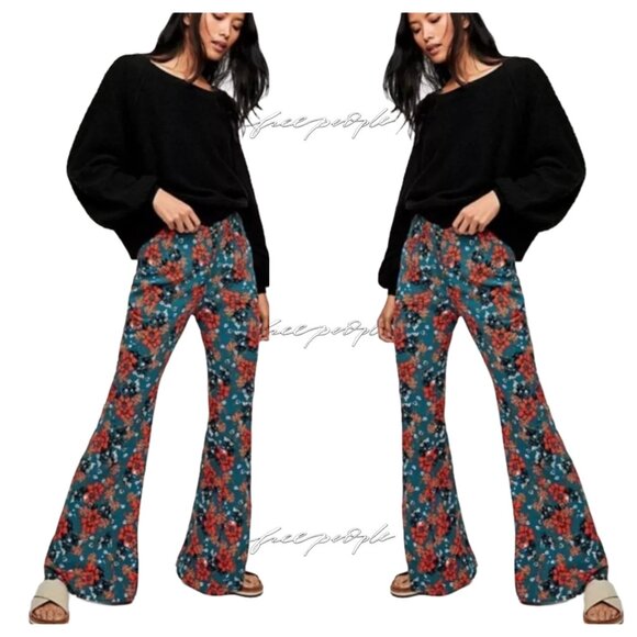 Free People Flare Pants Can't Take My Eyes Off Of You Floral Bell Bottoms